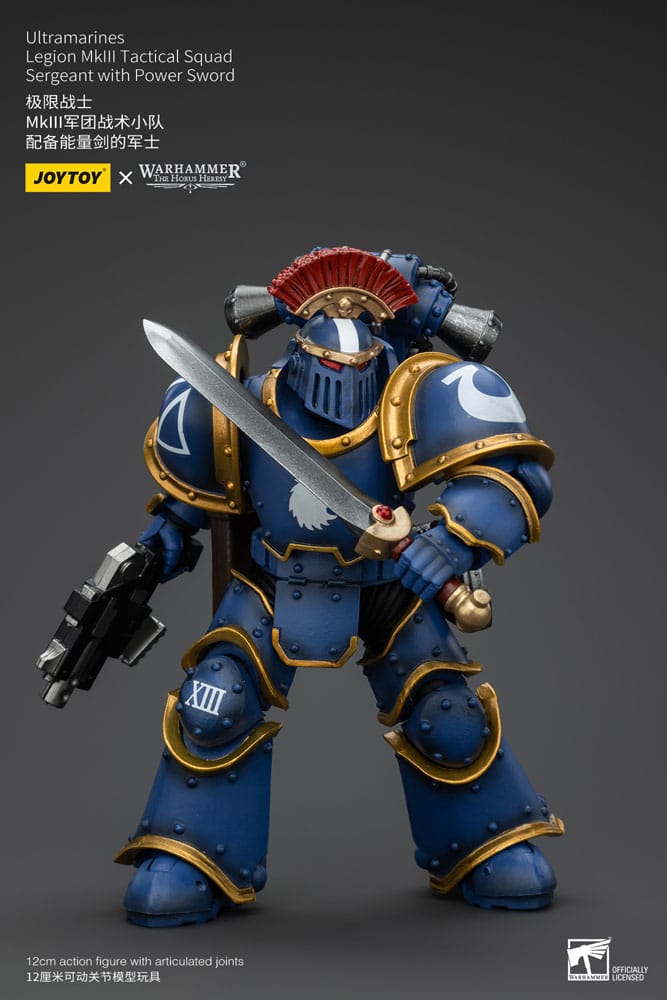 Warhammer The Horus Heresy Ultramarines Legion MKIII Tactical Squad Sergeant with Power Sword 20 cm 1/18 Action Figure