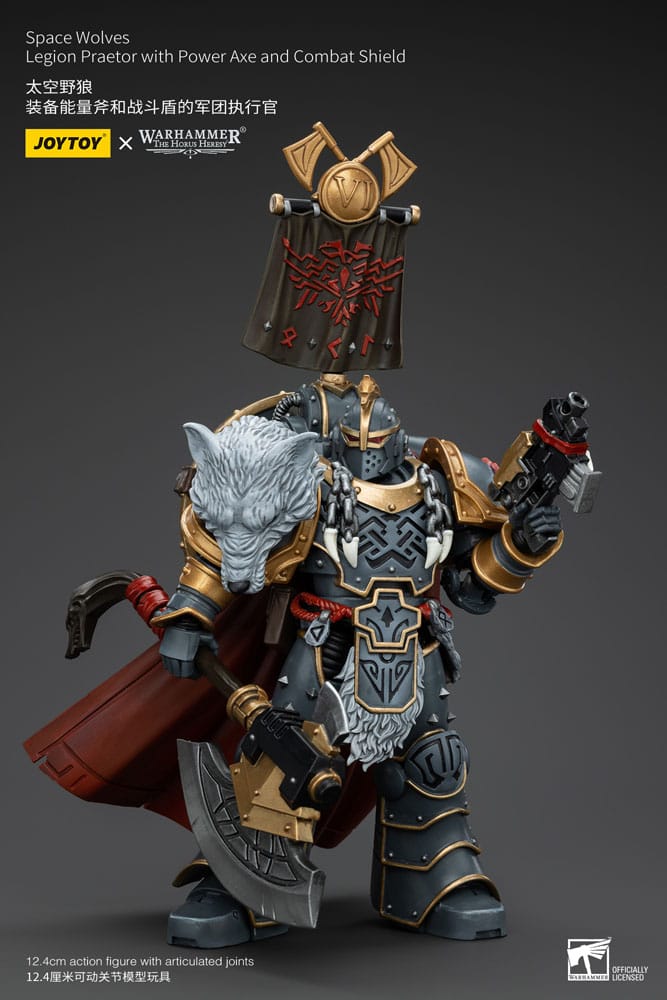 Warhammer The Horus Heresy Space Wolves Legion Praetor with Power Axe and Combat Shield 12 cm 1/18 Action Figure