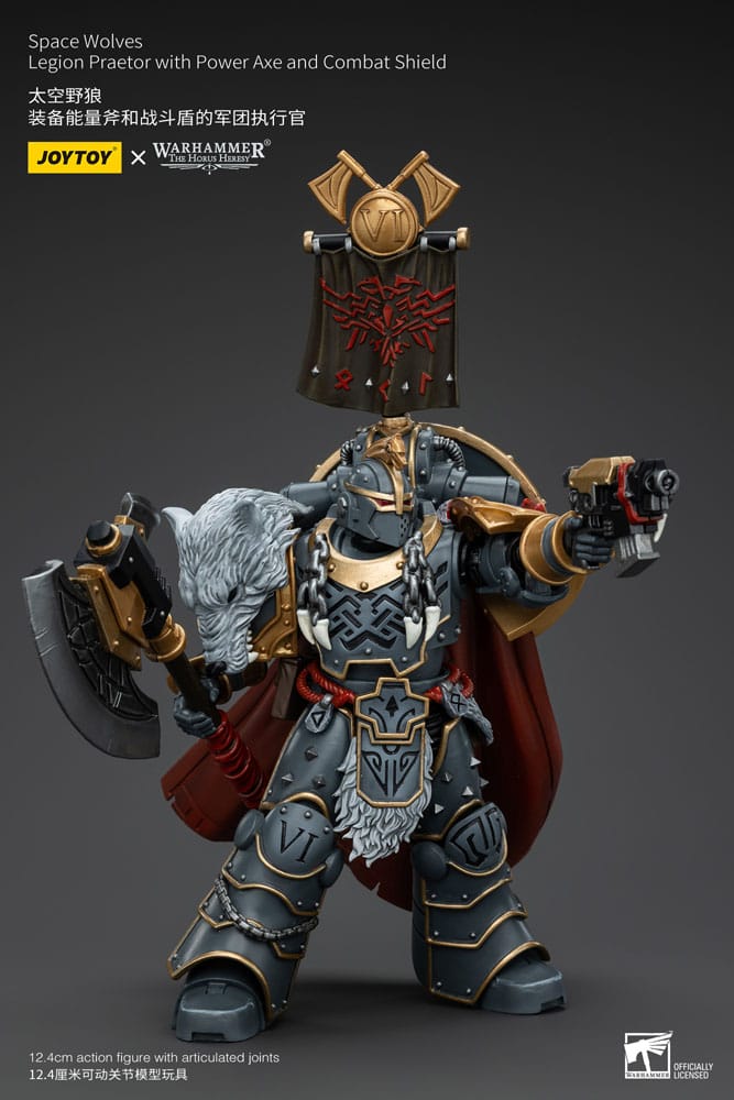 Warhammer The Horus Heresy Space Wolves Legion Praetor with Power Axe and Combat Shield 12 cm 1/18 Action Figure