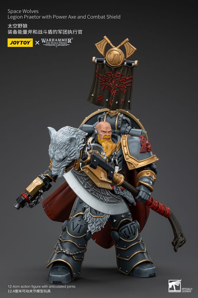 Warhammer The Horus Heresy Space Wolves Legion Praetor with Power Axe and Combat Shield 12 cm 1/18 Action Figure