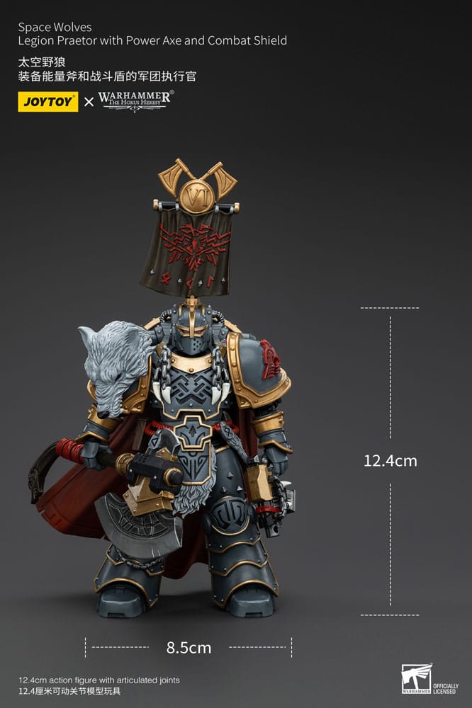 Warhammer The Horus Heresy Space Wolves Legion Praetor with Power Axe and Combat Shield 12 cm 1/18 Action Figure