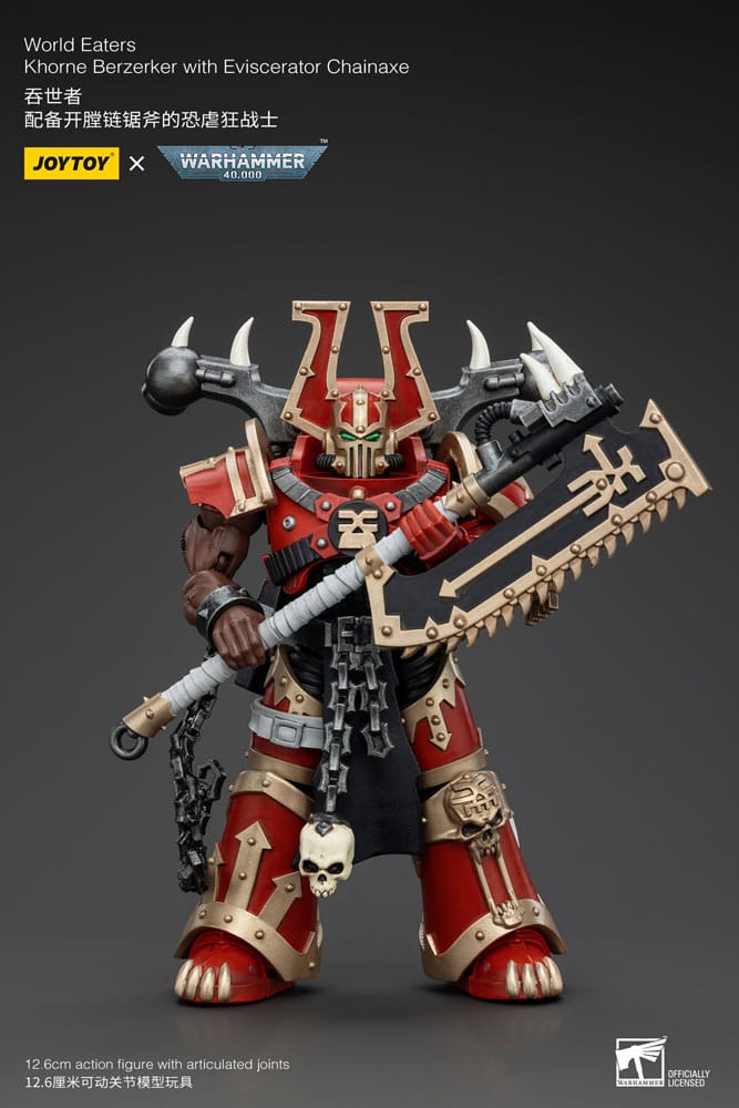 Warhammer 40k World Eaters Khorne Berzerker with Eviscerator Chainaxe 13 cm 1/18 Action Figure