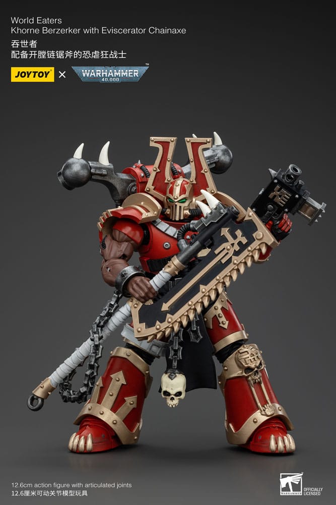 Warhammer 40k World Eaters Khorne Berzerker with Eviscerator Chainaxe 13 cm 1/18 Action Figure