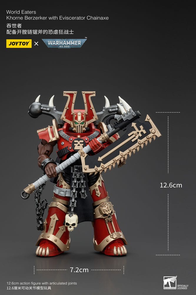 Warhammer 40k World Eaters Khorne Berzerker with Eviscerator Chainaxe 13 cm 1/18 Action Figure