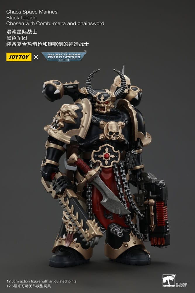 Warhammer 40k Chaos Space Marines Black Legion Chosen with Combi-Melta and Chainsword 20 cm Action Figure
