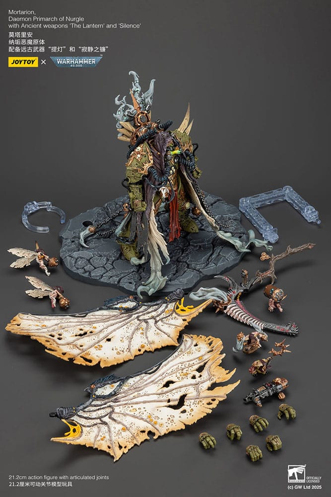 Warhammer 40k Action Figure 1/18 Mortarion Daemon Primarch of Nurgle with Ancient weapons The Lantern and Silence 21 cm