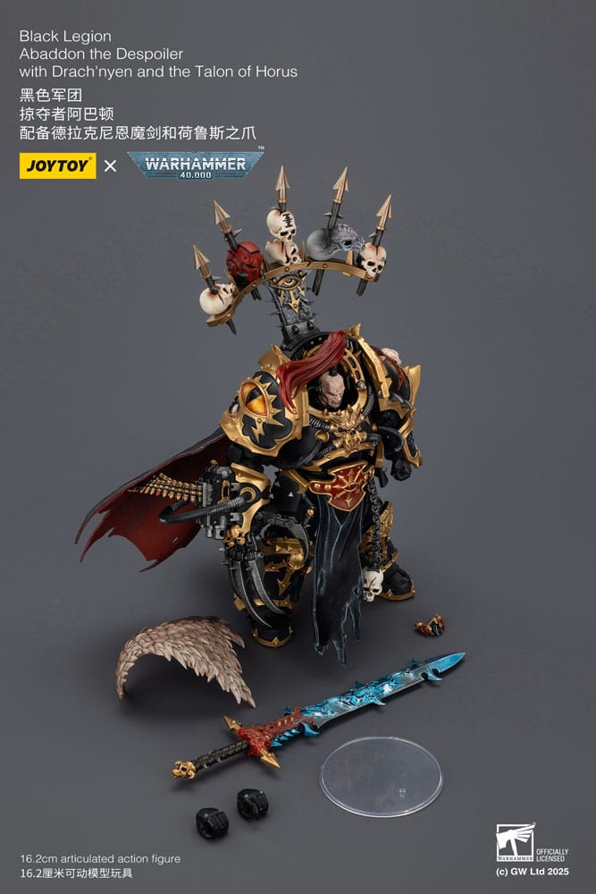 Warhammer 40,000 Action Figure Black Legion Abaddon the Despoiler with Drach'nyen and the Talo 16 cm