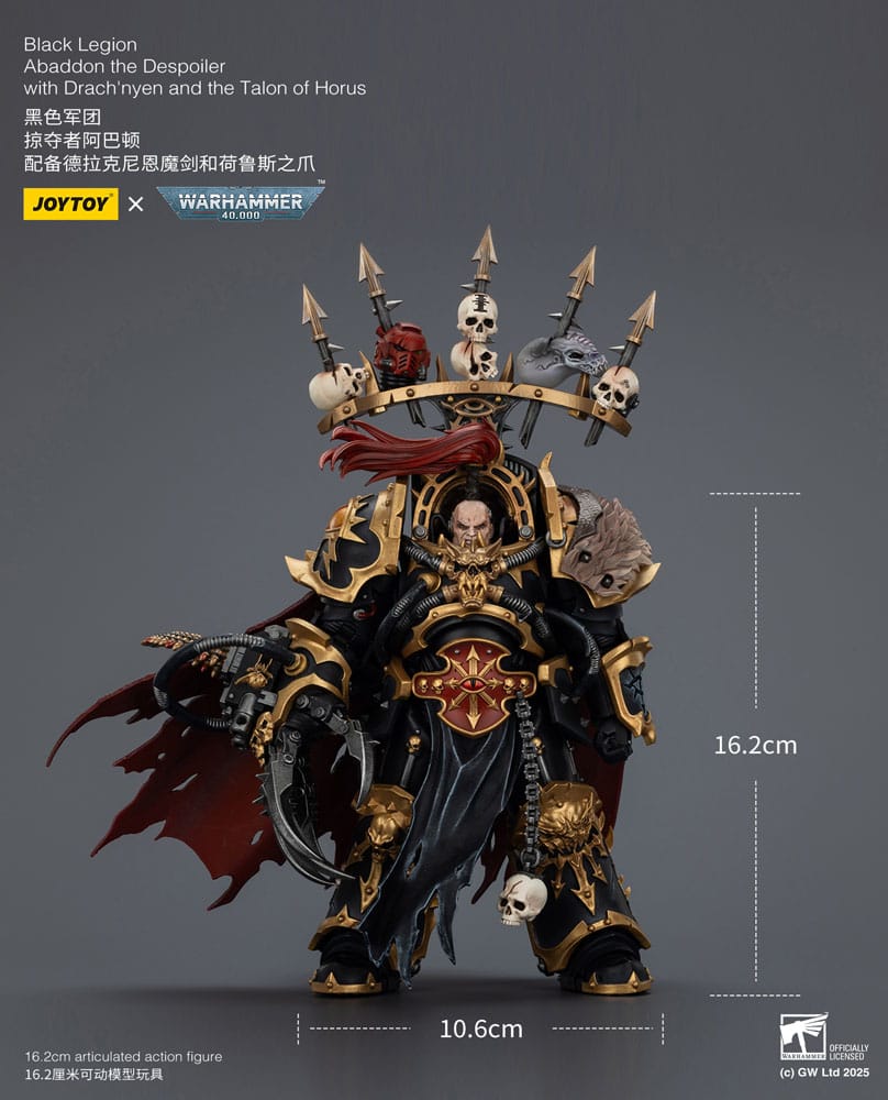 Warhammer 40,000 Action Figure Black Legion Abaddon the Despoiler with Drach'nyen and the Talo 16 cm