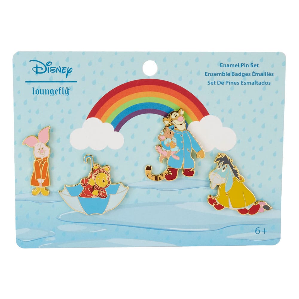 Disney Winnie the Pooh & Friends Rainy Day 4cm 4 Set Enamel Pins By Loungefly