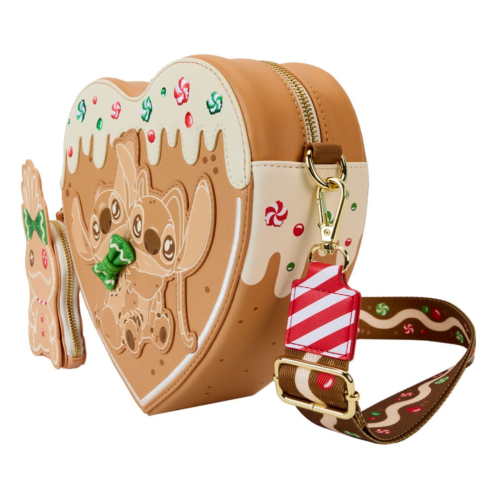 Disney by Loungefly Lilo & Stitch Angel and Stitch Gingerbread Heart Crossbody Bag