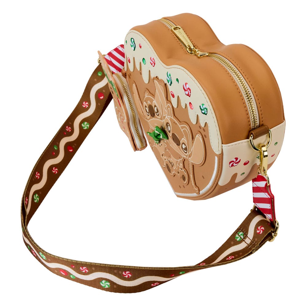 Disney by Loungefly Lilo & Stitch Angel and Stitch Gingerbread Heart Crossbody Bag