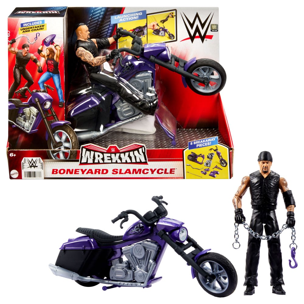 WWE Wrekkin' Big Evil Slamcycle with Undertaker Action Figure 15 cm Vehicle