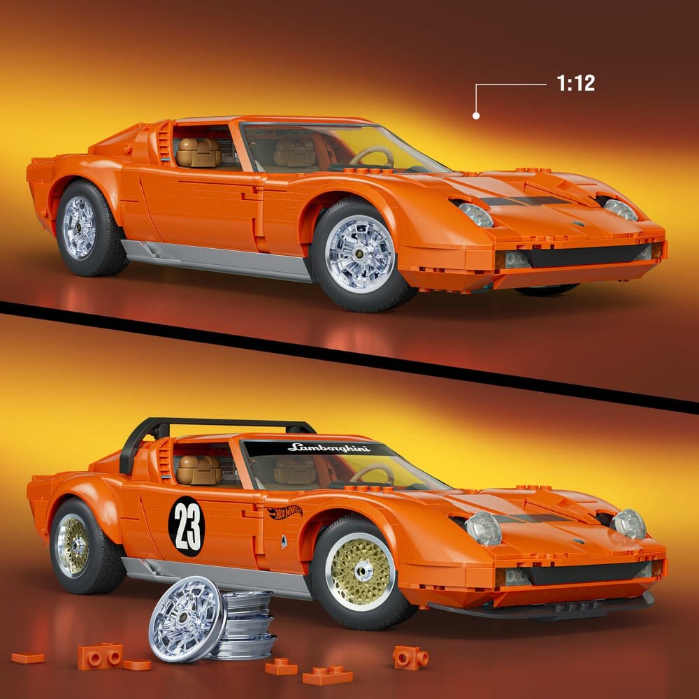 Hot Wheels Premium Mattel Brick Shop Building Set 1/12 Lamborghini Miura P400 SV
