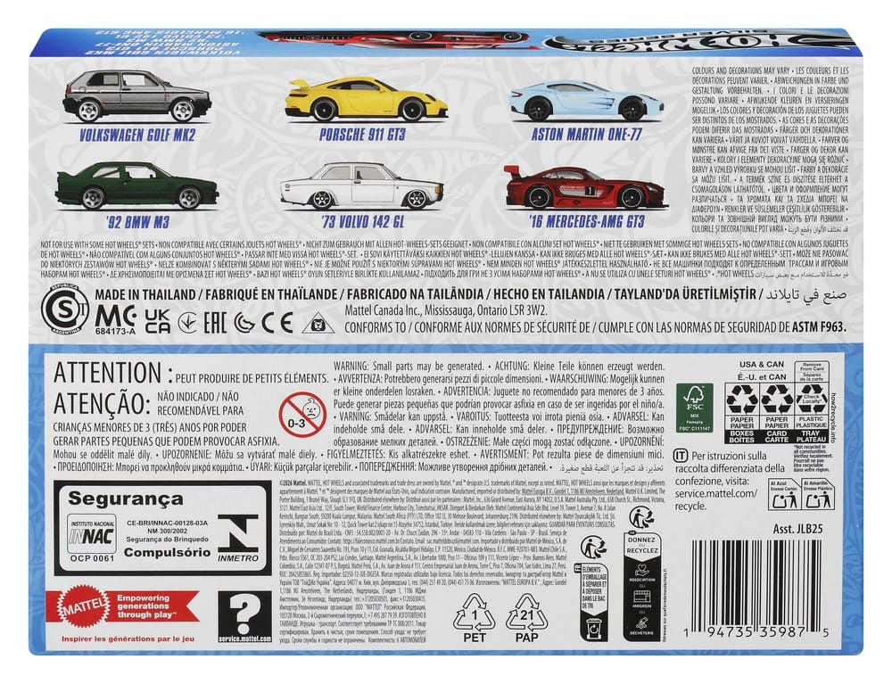 Hot Wheels Silver Series Die-Cast Vehicle 6-Pack 1/64 Euro Style