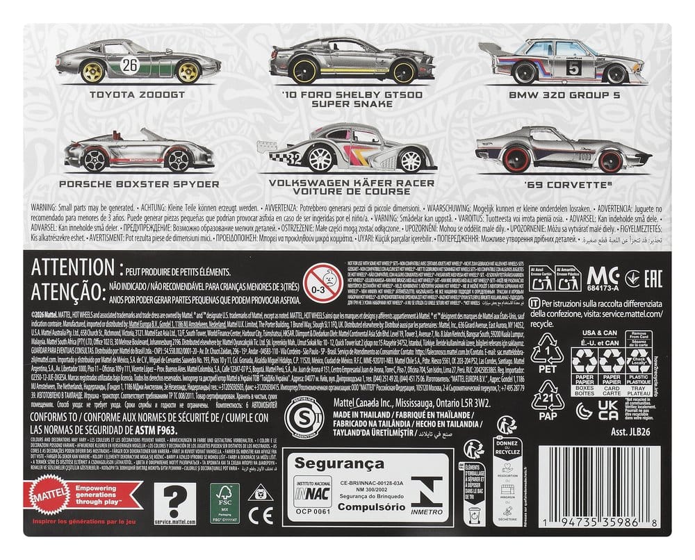 Hot Wheels Silver Series Die-Cast Vehicle 6-Pack 1/64 ZAMAC