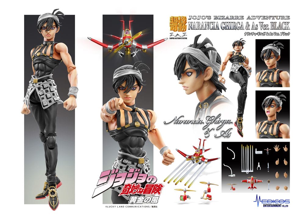 JoJo's Bizarre Adventure Part 5: Golden Wind Chozokado (Narancia Ghirga & As Version Black) 15cm Action Figure