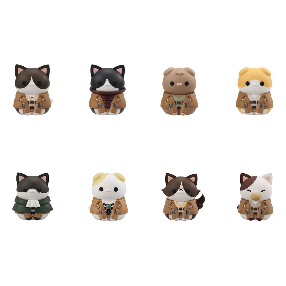 Attack on Titan Mega Cat Project Mini Figures Attack on Tinyan Gathering Scout Regiment danyan! 3 cm Blind Box Display (8) (Repeat)