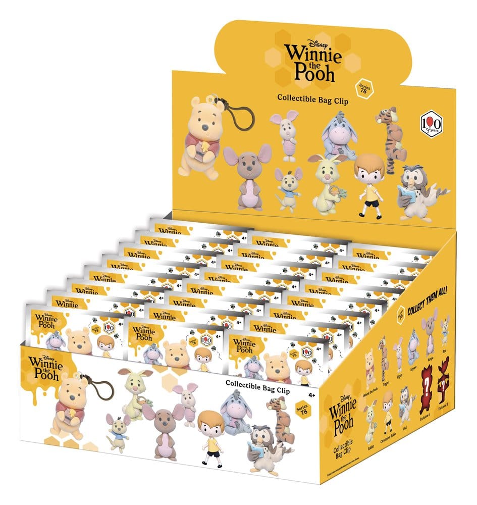 Winnie the Pooh 100th Anniversary 3D PVC Bag Clips Series 78 Blind Bag Display (24) (Flocked)