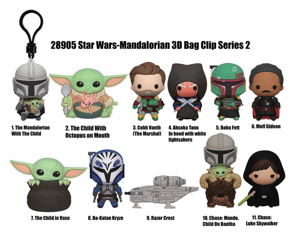Star Wars Mandalorian 3D PVC Bag Clips Series 2 Display (24)