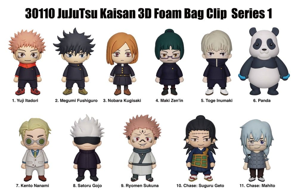 Jujutsu Kaisen 3D PVC Bag Clips Serie 1 Display (24)