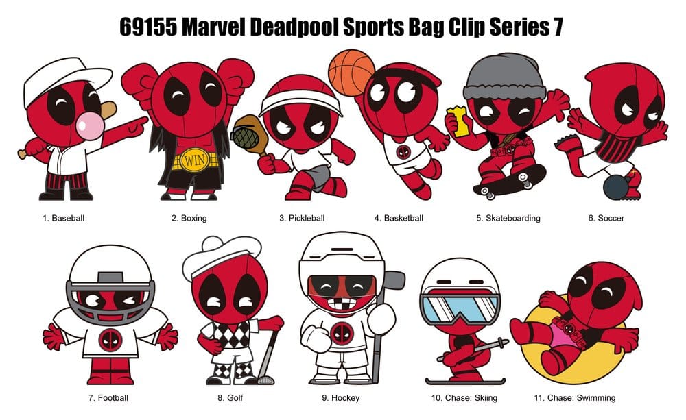 Deadpool 3D PVC Bag Clips Series 7 Display (24)