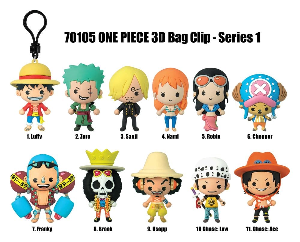One Piece 3D PVC Bag Clips Serie 1 Display (24)