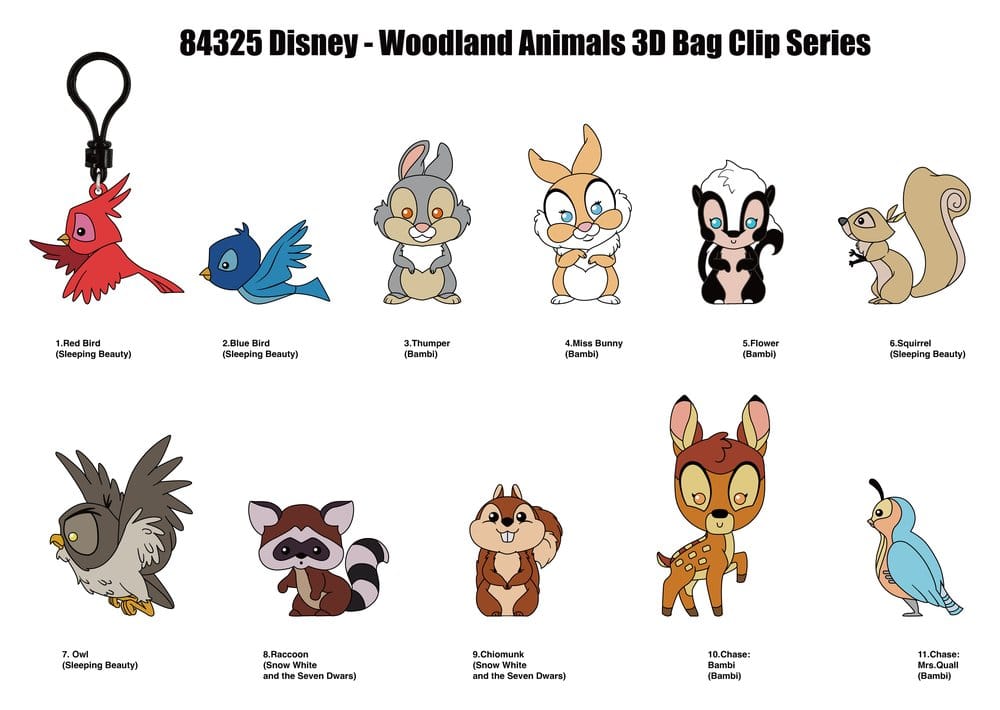 Disney 3D PVC Bag Clips Woodland Characters Series 76 Display (24)