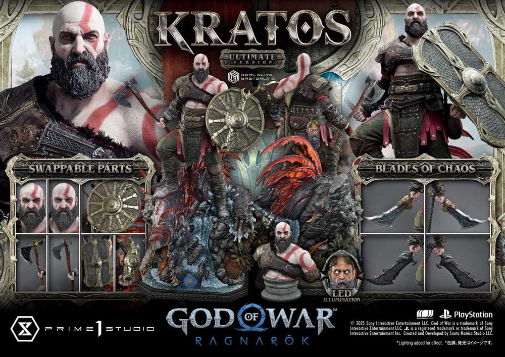 God of War Ragnarok Real Elite Kratos Ultimate Bonus Version 95 cm 1/3 Masterline Series Statue