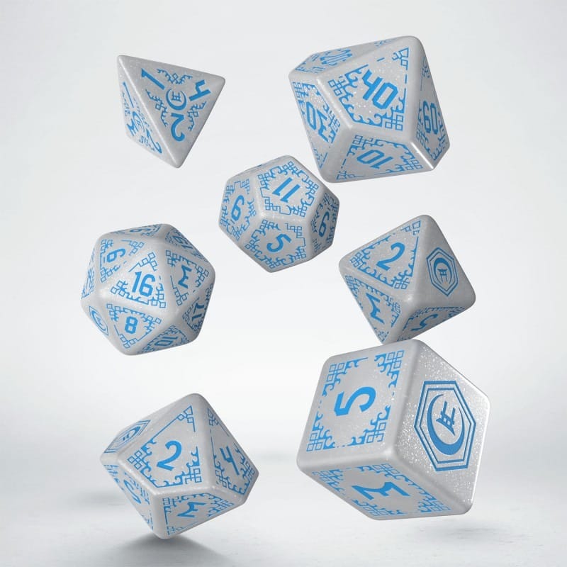 Shadow Scar Dice Set of 7 White & Blue