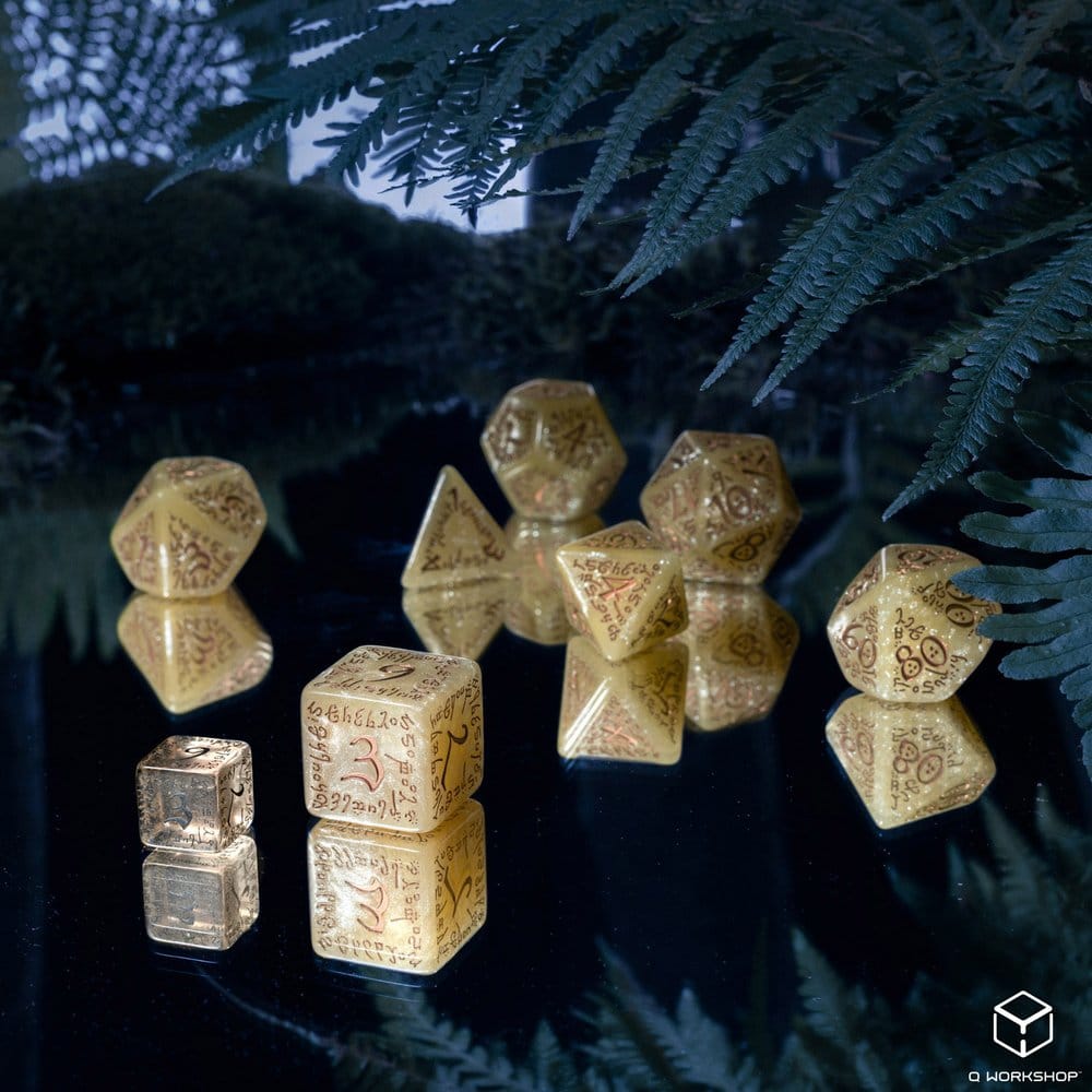 Elvish Jumbo Dice Set of 7 (Shimmering Beige & Copper)