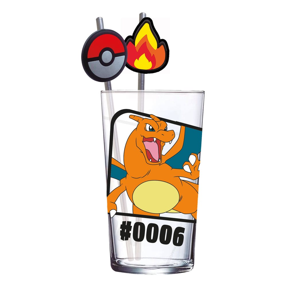Pokémon Glass Tumbler with Straws Charizard 480 ml