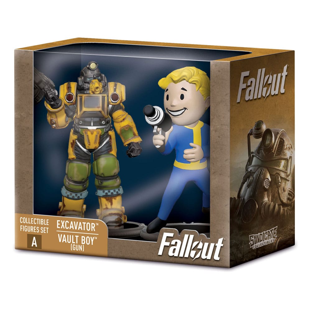 Fallout Excavator & Vault Boy (Gun) 7cm Collectible Figures Set A