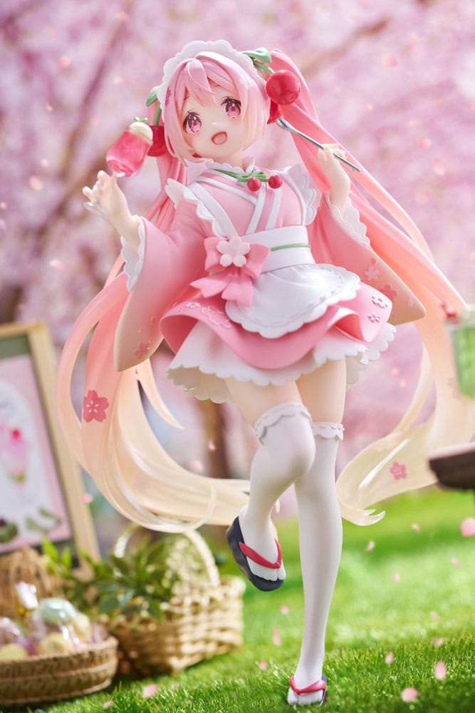Hatsune Miku PVC Statue Newley Written Sakura Miku Japanese Cafe Ver. Reissue 18 cm