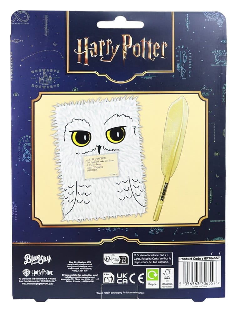 Harry Potter Plush Notebook Set with Pen Hedwig Magical Locations