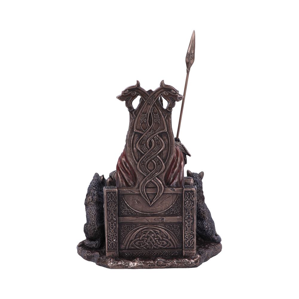 Bronze Odin All Father Wolves and Throne 22cm Statue