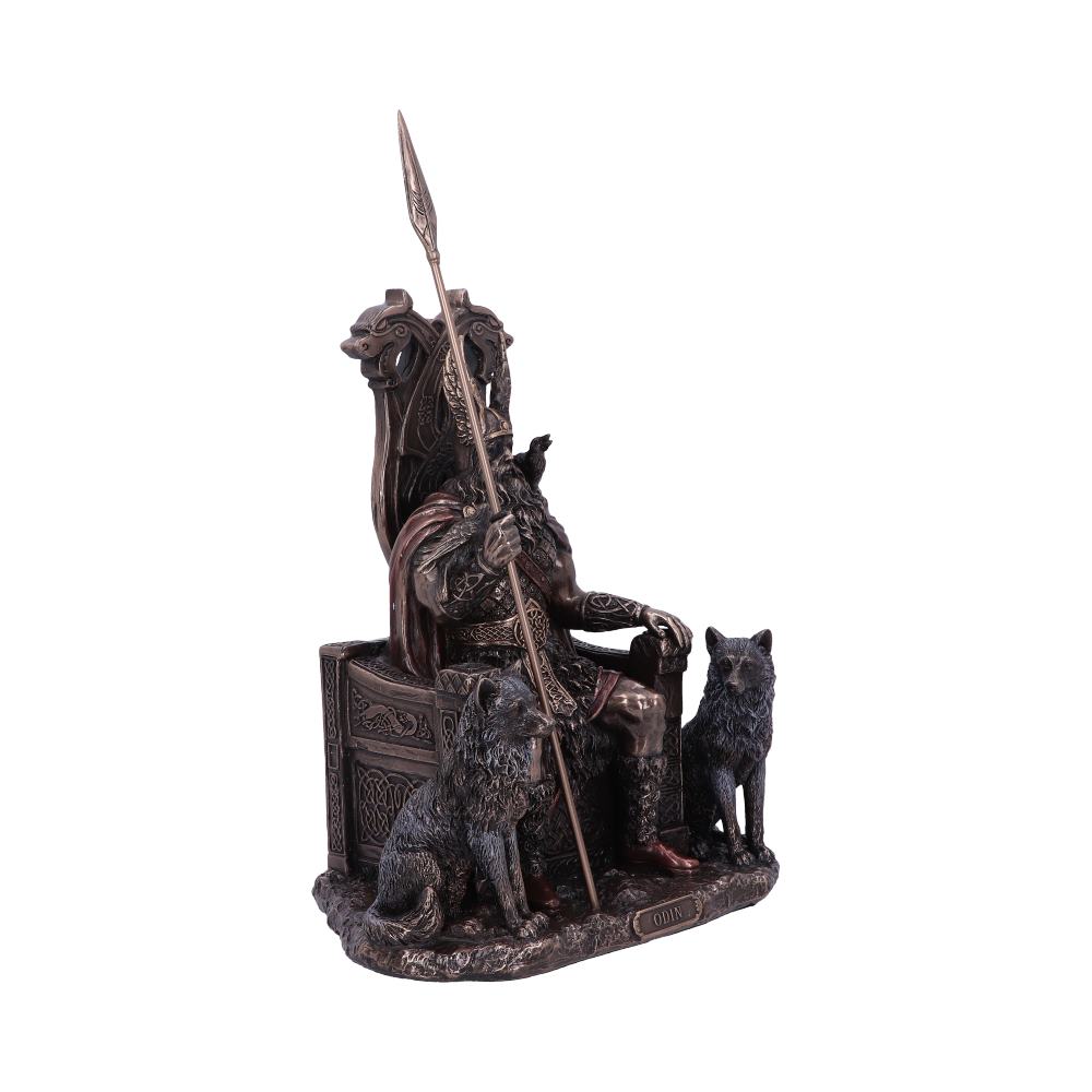 Bronze Odin All Father Wolves and Throne 22cm Statue