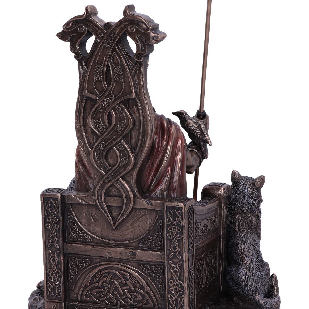 Bronze Odin All Father Wolves and Throne 22cm Statue