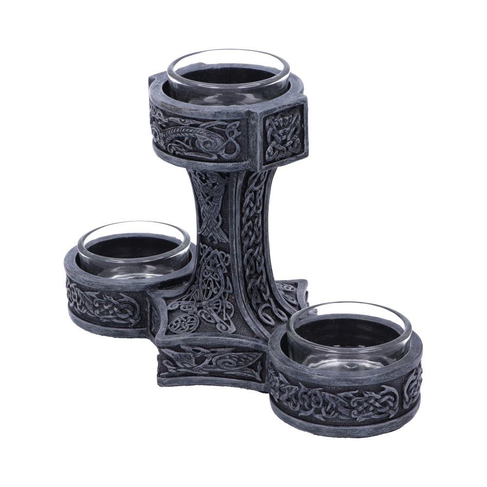 Thor's Hammer 18.5cm Tea Light Holder by Nemesis Now
