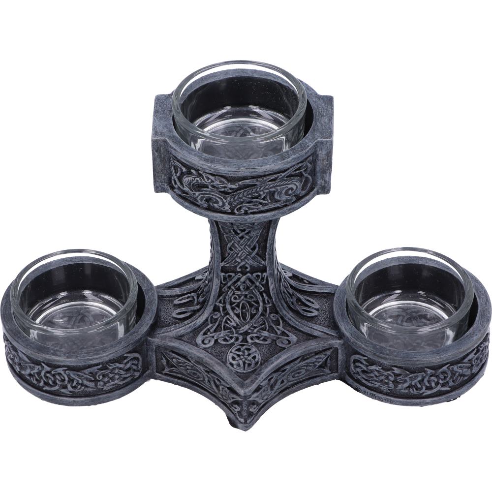 Thor's Hammer 18.5cm Tea Light Holder by Nemesis Now