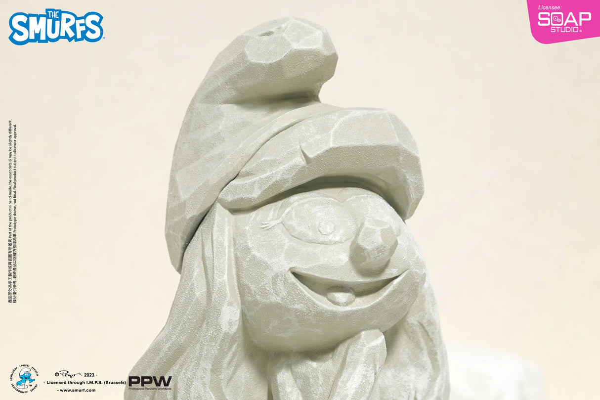 The Smurfs Carving Smurfette Statue (White Stone Version)