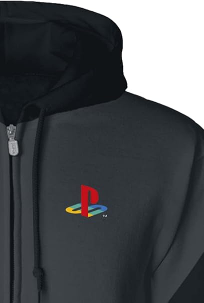Playstation - Classic Logo (Unisex Black Zip-Up Hoodie) XXL