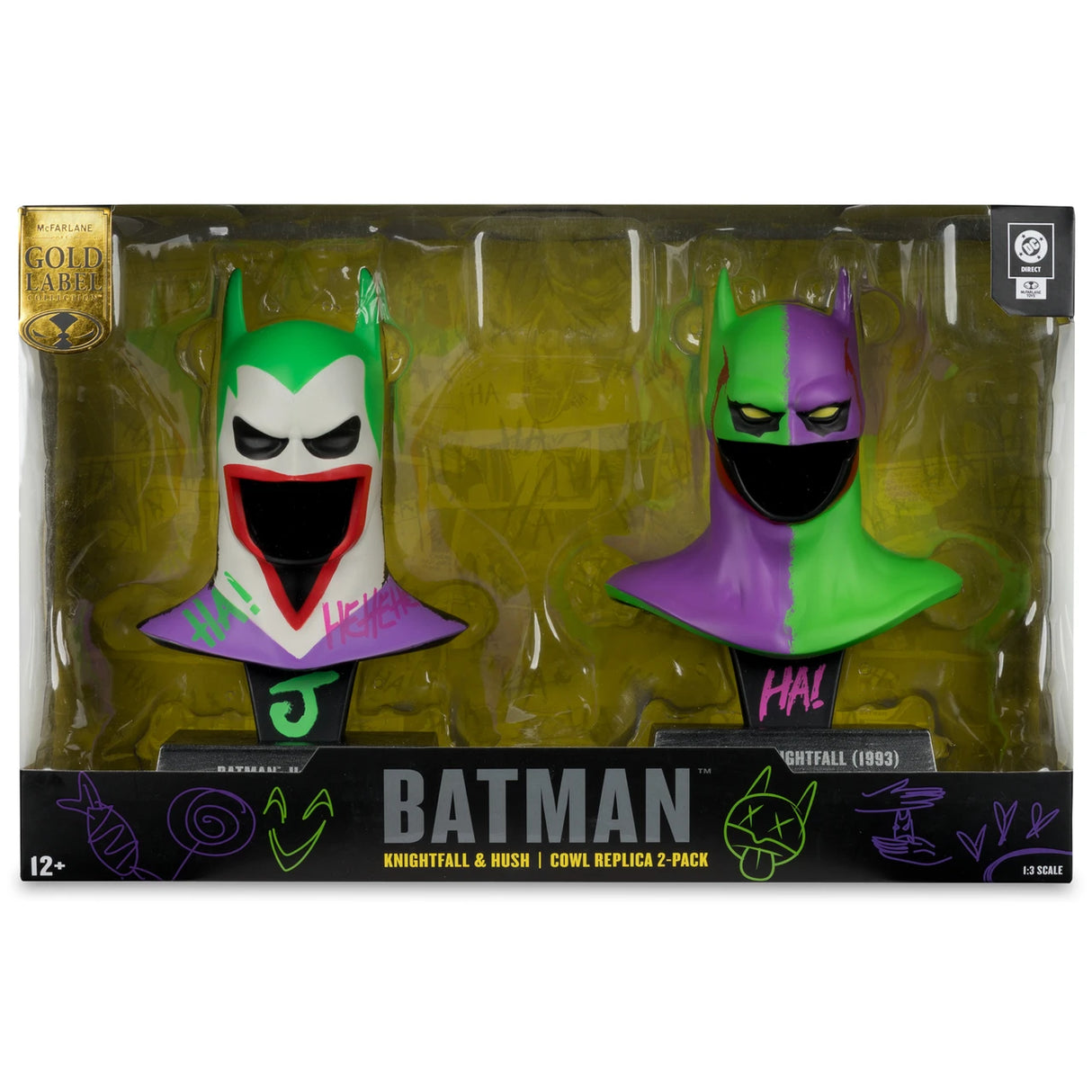 DC Direct Gold Label 1/3 Scale Jokerised Hush / Knightfall Cowl Replica 2-Pack
