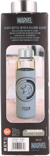 Marvel Captain America Shield 580ml Glass Bottle with Silicone Sleeve