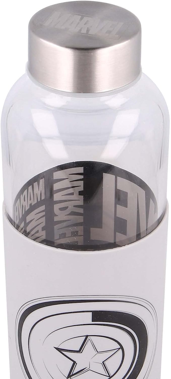 Marvel Captain America Shield 580ml Glass Bottle with Silicone Sleeve