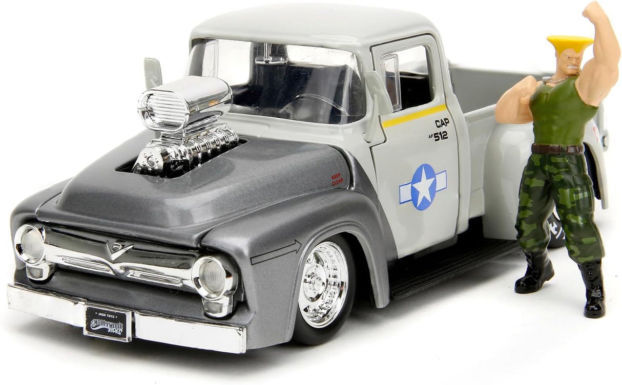 Jada Diecast Street Fighter - Guile and 1956 Ford F-100 Vehicle 1:24 Scale Collection