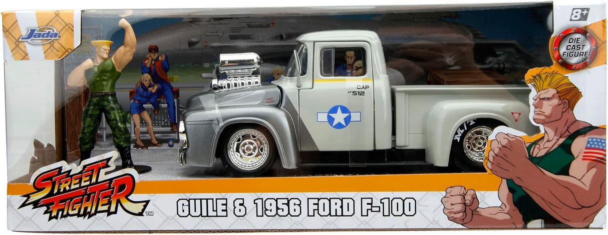 Jada Diecast Street Fighter - Guile and 1956 Ford F-100 Vehicle 1:24 Scale Collection