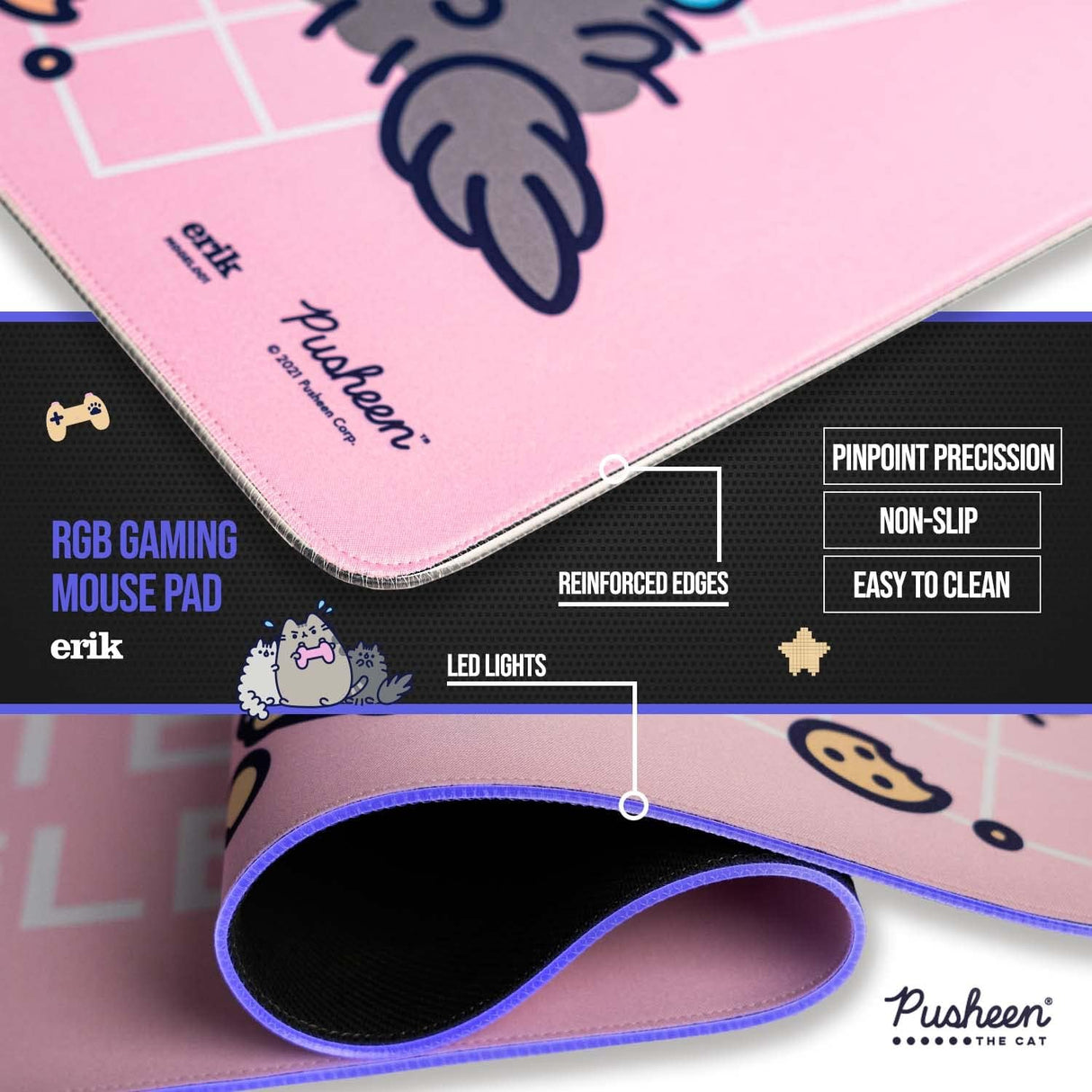 Pusheen the Cat RGB LED Light Up XL Mouse/Desk Mat