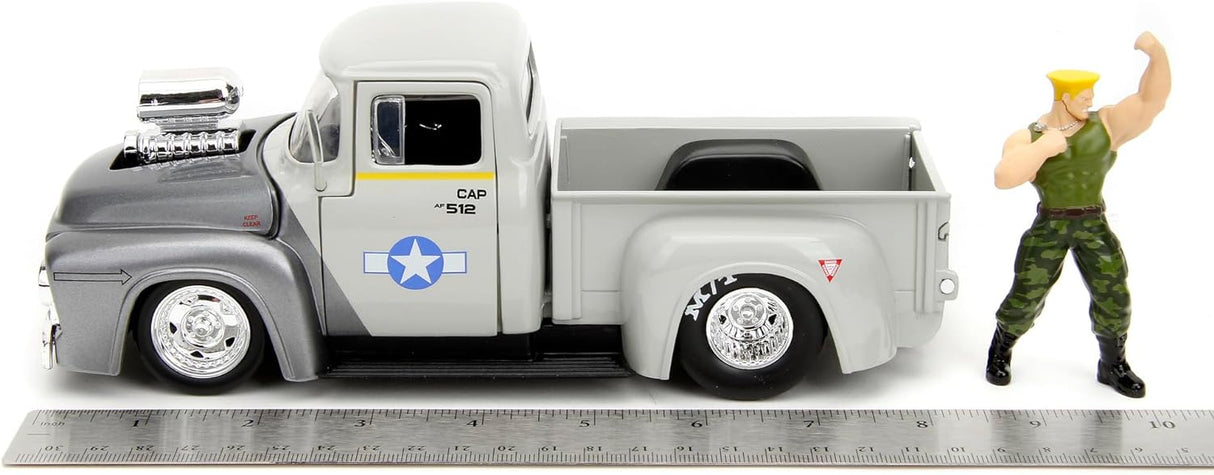 Jada Diecast Street Fighter - Guile and 1956 Ford F-100 Vehicle 1:24 Scale Collection