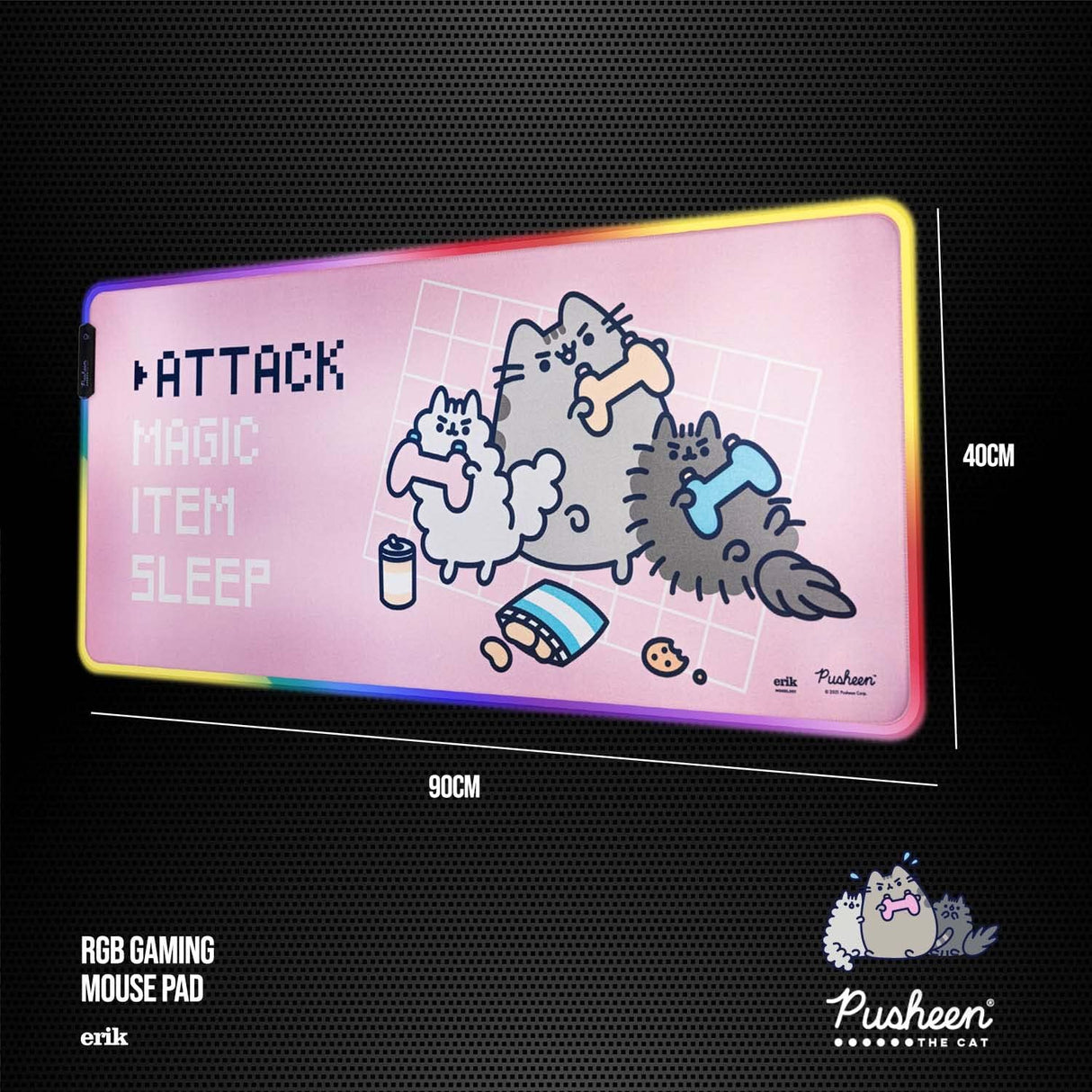 Pusheen the Cat RGB LED Light Up XL Mouse/Desk Mat
