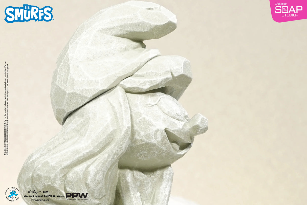 The Smurfs Carving Smurfette Statue (White Stone Version)